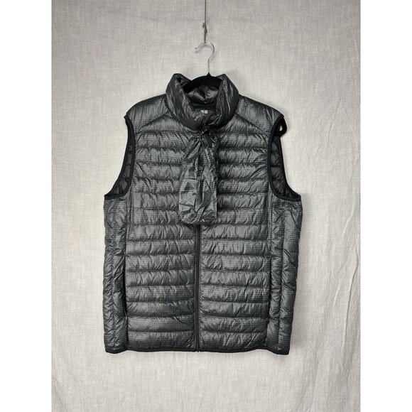Uniqlo Ultra Light Down Vest Black Gray Print Puffer Packable Mens L NWOT Vest - Picture 1 of 6
